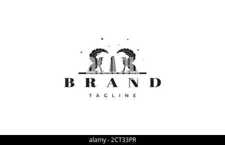 Logo vectoriel sur lequel une image abstraite de deux griffins et d'un obélisque entre eux. Illustration de Vecteur