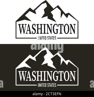 Logo moderne de l'État de Washington avec montagnes Illustration de Vecteur