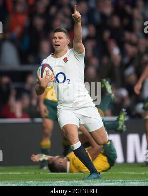 BEN YOUNGS MARQUE UN ESSAI POUR L'ANGLETERRE l'Angleterre v l'Australie Copyright image : © Mark pain / Alamy Banque D'Images