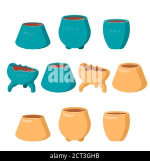 Autocollant pour pot de fleurs sur fond blanc isolé. Pot de plante maison pour carte-cadeau, logo de magasin de plantes à la maison, carrelage de bain, page d'arrivée de Web. Étui de téléphone ou cl Illustration de Vecteur