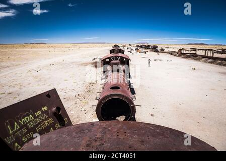 Cimetière ferroviaire alias cimetière ferroviaire, Uyuni, Bolivie, Amérique du Sud Banque D'Images