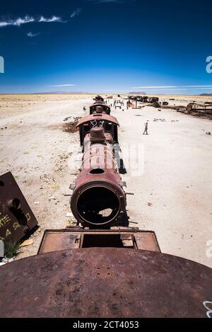 Cimetière ferroviaire alias cimetière ferroviaire, Uyuni, Bolivie, Amérique du Sud Banque D'Images