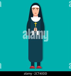 nun concept religieux personnes vecteur illustration dans le style plat Illustration de Vecteur