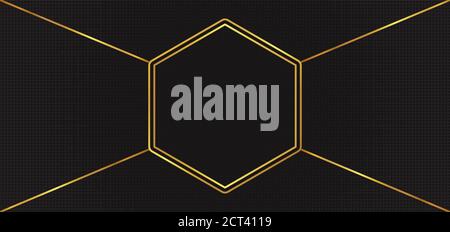Forme de cadre Hexagon or métallique demi-teinte fond noir. Illustration vectorielle. Illustration de Vecteur