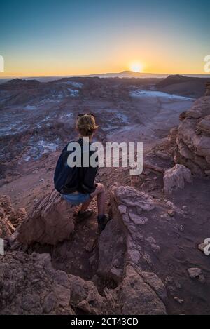 Moon Valley Sunset (Valle de la Luna), désert d'Atacama, Chili du Nord, Amérique du Sud Banque D'Images