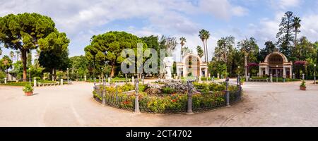 Photo panoramique du parc public Villa Giulia, Palerme, Sicile, Italie, Europe Banque D'Images