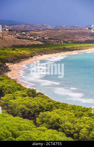 Sicile, Plage de Capo Bianco et Mer méditerranée dans la province d'Agrigento, Sicile, Italie, Europe Banque D'Images