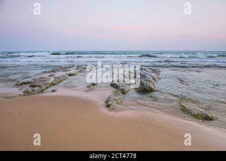 Scala dei Turchi Beach au coucher du soleil, Realmonte, Agrigente, Sicile, Italie, Europe Banque D'Images