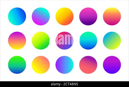 Encerclez les icônes de vecteur de dégradé colorées. Résumé arrière-plans ronds minimaux pour les faits saillants des médias sociaux Illustration de Vecteur