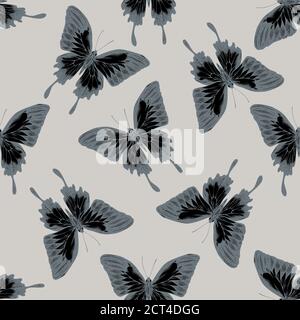 Motif sans couture avec empereur bleu stylisé dessiné à la main Illustration de Vecteur