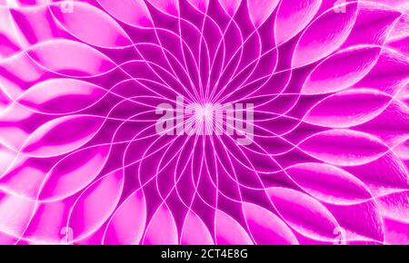 Des feuilles de papier ondulées texturées en trois dimensions sont recueillies dans un bourgeon de fleur. Illustration 3D, rendu 3D. Banque D'Images