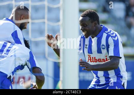 Odense, Danemark. 20 septembre 2020. Moses Otondo (25) d'OB vu pendant le 3F Superliga match entre Odense Boldklub et FC Nordsjaelland au Parc d'énergie de nature à Odense. (Crédit photo : Gonzales photo/Alamy Live News Banque D'Images