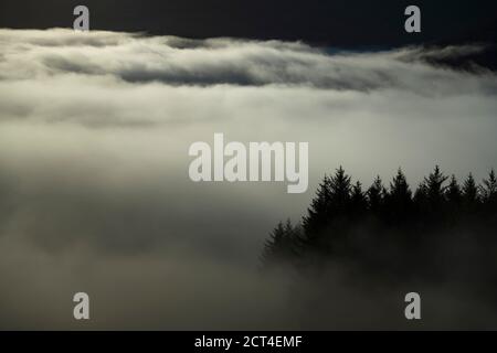 Paysage de montagne brumeux vu de Ben Lomond dans le Loch Lomond et le parc national des Trossachs, Highlands écossais, Écosse, Royaume-Uni, Europe Banque D'Images