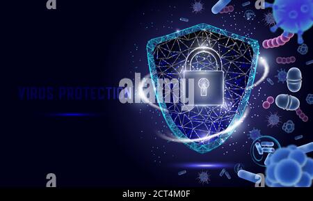 Protection contre les virus, illustration de style art polygonal vectoriel Illustration de Vecteur