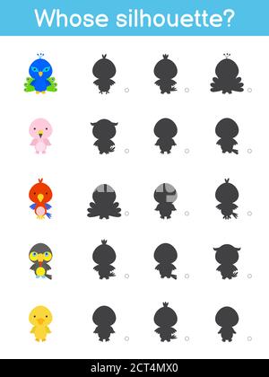 Dont le modèle de jeu de silhouette. Jeu assorti pour les enfants avec mignonne mignons offres de dessin animé. Page d'activités pour enfants. Feuille de travail de développement de l'éducation. Thinkin logique Illustration de Vecteur