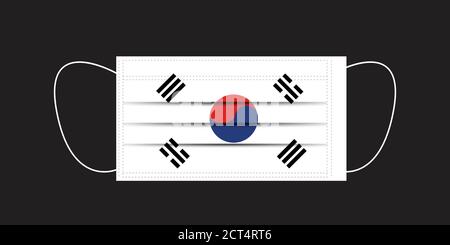 Drapeau de la corée du Sud imprimé sur un masque. Illustration de Vecteur