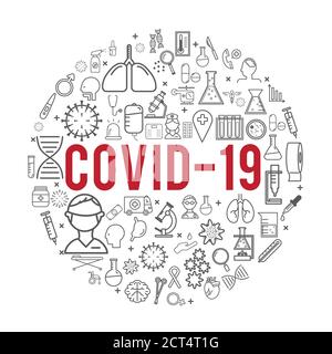Coronavirus COVID-19 virus avec icône médicale. Illustration de Vecteur
