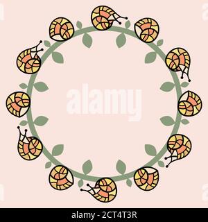 Cadre rond avec escargots. Décoration décorative. Vecteur EPS10. Illustration de Vecteur