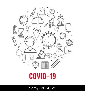 Coronavirus COVID-19 virus avec icône médicale. Illustration de Vecteur