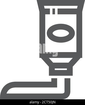 Icône de tube de peinture avec un contour épais. Illustration vectorielle monochrome noir et blanc. Illustration de Vecteur