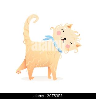 Mignon doux Pur Meow Chat ou Kitten Cartoon pour enfants Illustration de Vecteur