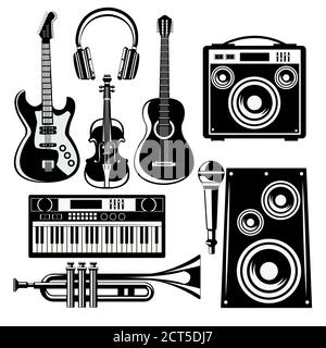 affiche du festival de musique avec haut-parleurs et instruments vecteur illustration design Illustration de Vecteur