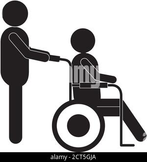 homme aidant d'autres personnes sur le modèle de silhouette de fauteuil roulant modèle vectoriel Illustration de Vecteur