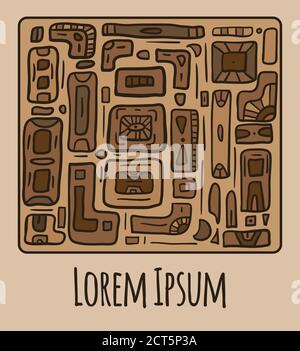 Carte de vœux avec motif de caniche tribal de formes géométriques. Modèle vectoriel avec motif natif pour l'invitation, la carte de vœux et votre créativité Illustration de Vecteur