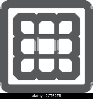 Icône de panneau de cellules solaires avec contour épais. Illustration vectorielle monochrome noir et blanc. Illustration de Vecteur