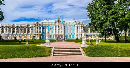 Le Palais Catherine, Tsarskoye Selo (Pouchkine), Saint-Pétersbourg, Russie Banque D'Images