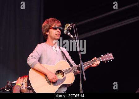 The la's Performing au Glastonbury Festival 2005, Somerset, Angleterre, Royaume-Uni. Banque D'Images