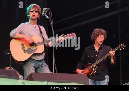 The la's Performing au Glastonbury Festival 2005, Somerset, Angleterre, Royaume-Uni. Banque D'Images