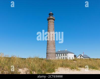 Le phare gris de Skagen au Skagerrak, point le plus septentrional du Danemark Banque D'Images