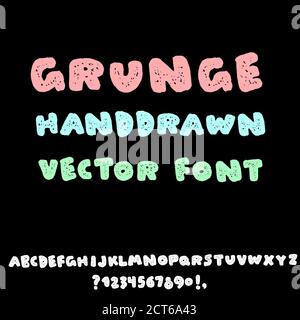 Police texturée dessinée à la main. Lettrage au pinceau moderne. Alphabet gras de style grunge. Illustration vectorielle. Illustration de Vecteur