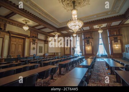 Chambres intérieures à l'intérieur du Palais du Parlement, Bucarest, région de Muntenia, Roumanie Banque D'Images