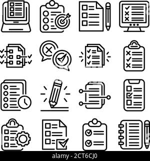 Jeu d'icônes d'affectation, style de contour Illustration de Vecteur