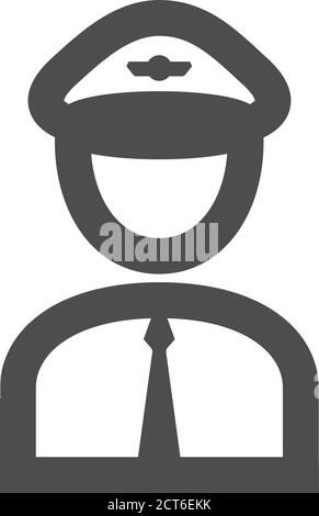 Icône d'avatar pilote avec contour épais. Illustration vectorielle monochrome noir et blanc. Illustration de Vecteur