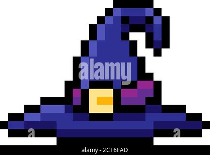 Halloween Witch Hat Pixel Art icône de jeu Illustration de Vecteur