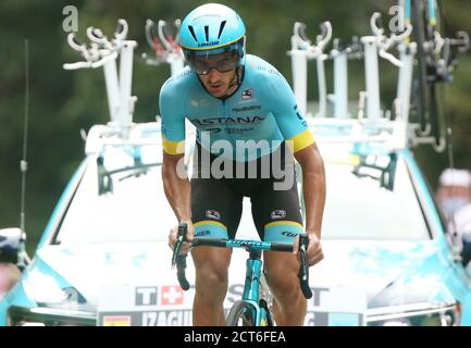 Gorka Izaguirre Insausti d'Astana Pro Cyclisme pendant le Tour de France 2020, course cycliste étape 20, Time Trial, Lure - la Planche des belles filles Banque D'Images