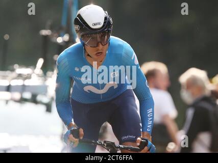 Carlos Verona de Movistar Team pendant le Tour de France 2020, course cycliste étape 20, temps d'essai, Lure - la Planche des belles filles (36,2 km) le sept Banque D'Images