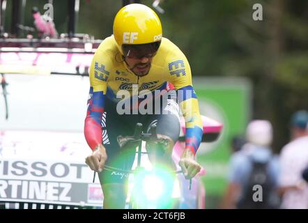 Daniel Felipe Martinez d'EF Pro Cycling pendant le Tour de France 2020, course cycliste étape 20, temps d'essai, Lure - la Planche des belles filles (36,2 Banque D'Images