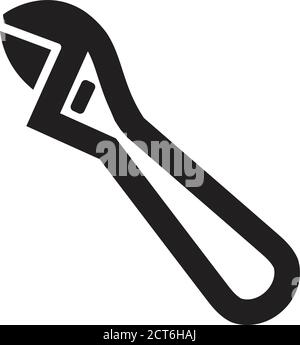 icône de clé réglable avec contour épais. Illustration vectorielle monochrome noir et blanc. Illustration de Vecteur