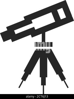 Icône de télescope avec un contour épais. Illustration vectorielle monochrome noir et blanc. Illustration de Vecteur