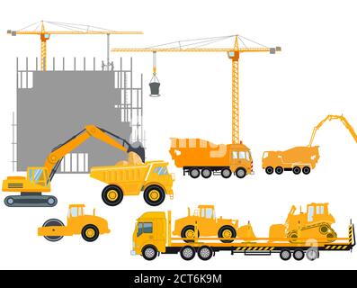 Construction de bâtiments, industrie de la construction en béton Illustration de Vecteur