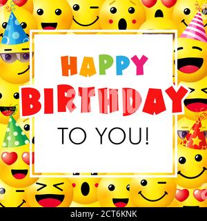 Joyeux Anniversaire Carte Avec Un Emoticone Image Vectorielle Stock Alamy