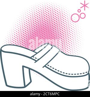 Icône plate linéaire d'une chaussure tendance dessinée avec de simples lignes fines. Illustration de Vecteur