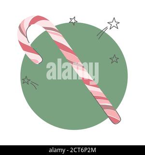 Canne à sucre de Noël, sucettes. Icône colorée pour le nouvel an ou le motif de noël Illustration de Vecteur