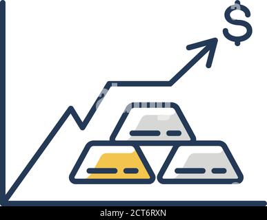 Icône de couleur RVB prix métaux précieux Illustration de Vecteur
