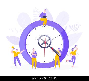 Gestion efficace du temps de travail concept d'entreprise conception plate illustration vectorielle. Illustration de Vecteur