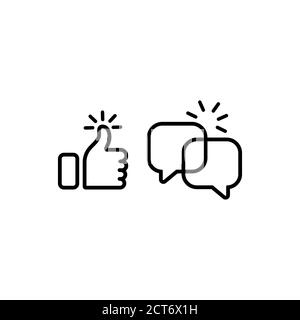 Icône aimer et commenter. Concept de médias sociaux. Utilisateurs de réseaux sociaux. Vecteur sur fond blanc isolé. SPE 10. Illustration de Vecteur